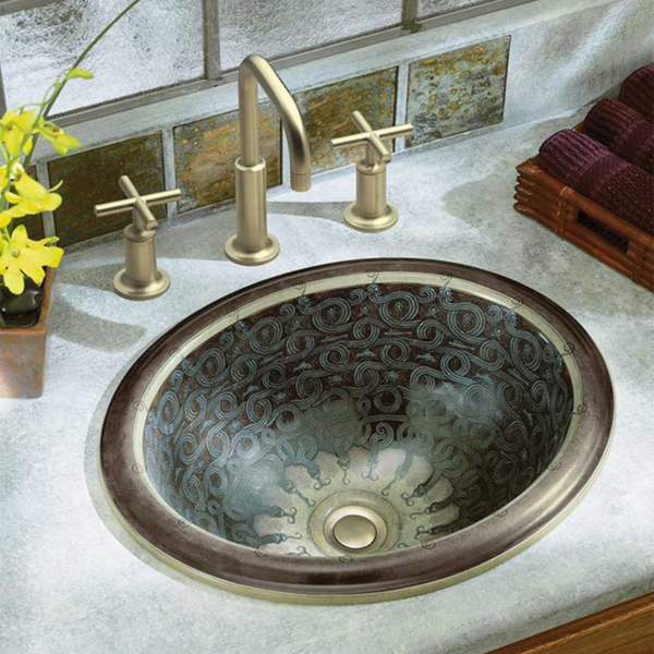 Serpentine Bronze on Intaglio Self Rimming Basin